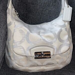 Coach Grey/Silver Signature Shoulder Bag